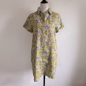 Tahari 100% linen Green and Black Floral Mini Dress